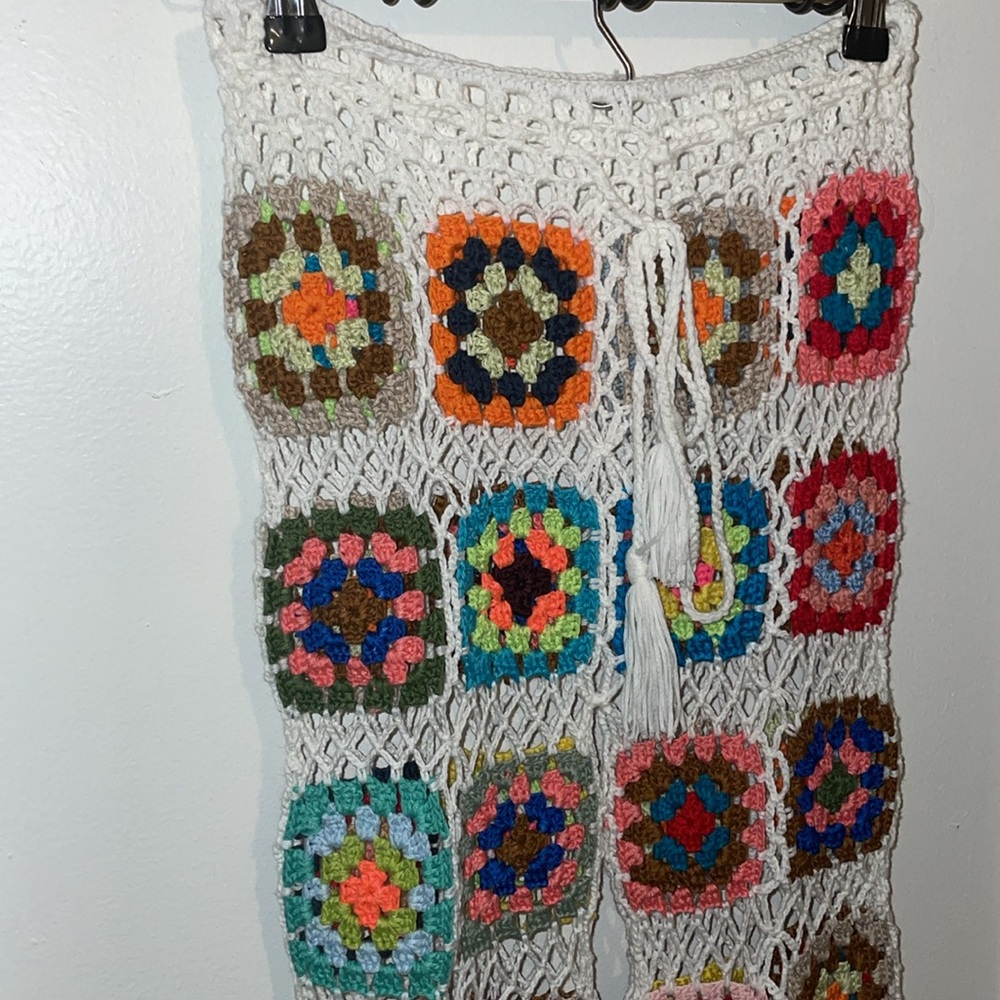 Handmade Granny Square Crochet Boho Hippie pants - Picture 2 of 12